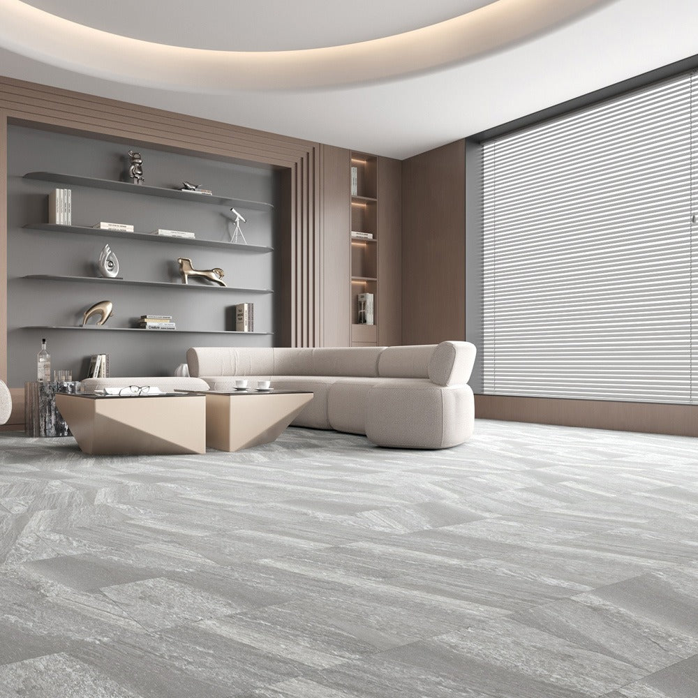 NPOZ Grey Marble Stone SPC Flooring for Luxury Modern Living Room