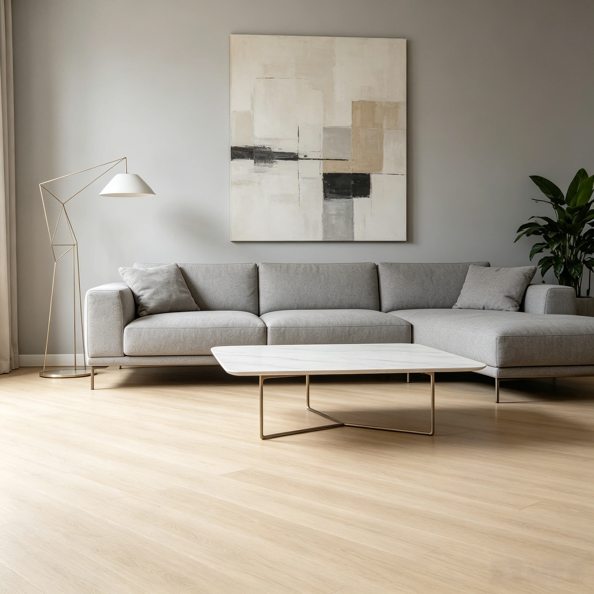NPOZ Light Oak SPC Flooring Living Room Interior