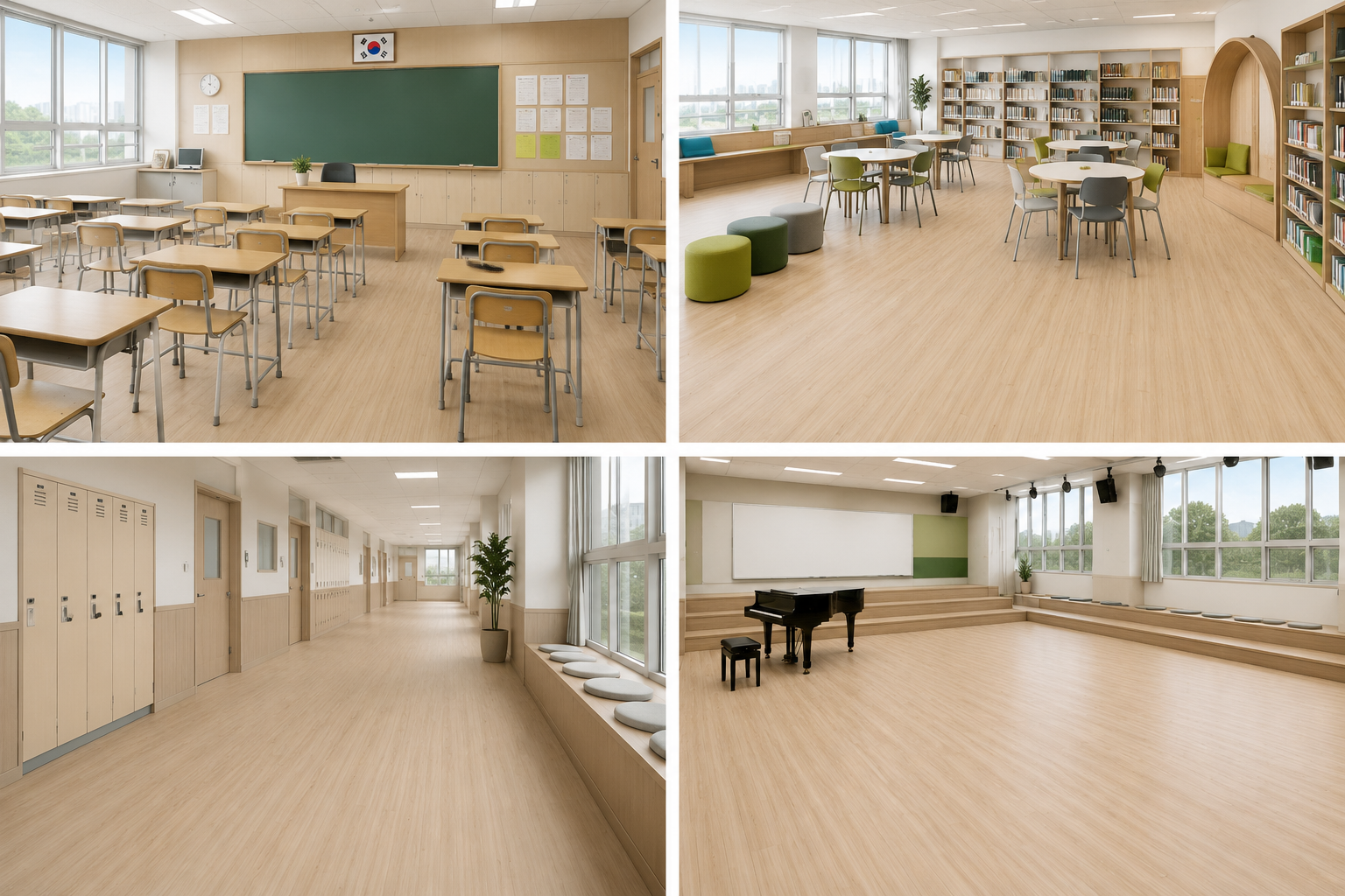 NPOZ Volcanic Ash SPC Flooring For Modern School Interiors
