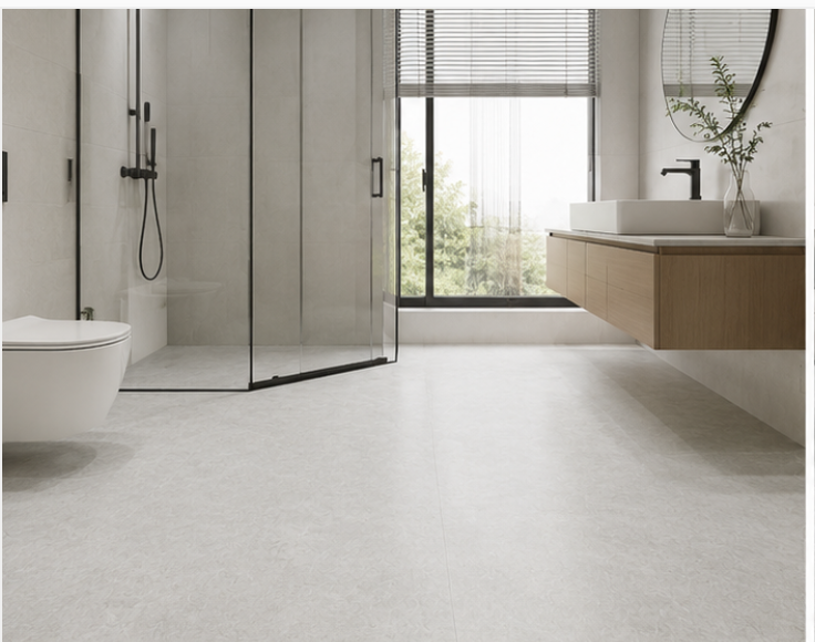 NPOZ Waterproof Volcanic Ash SPC Bathroom Flooring