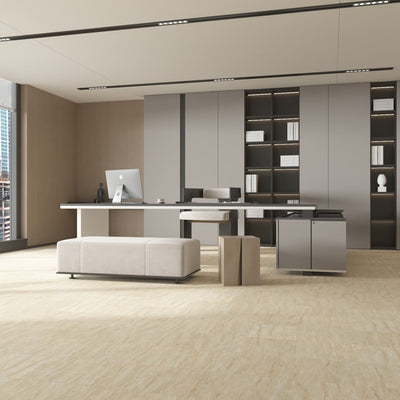 NPOZ Beige Marble SPC Flooring for Modern Office Interior