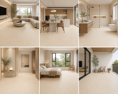 NPOZ Beige Marble Volcanic Ash SPC Flooring Applications