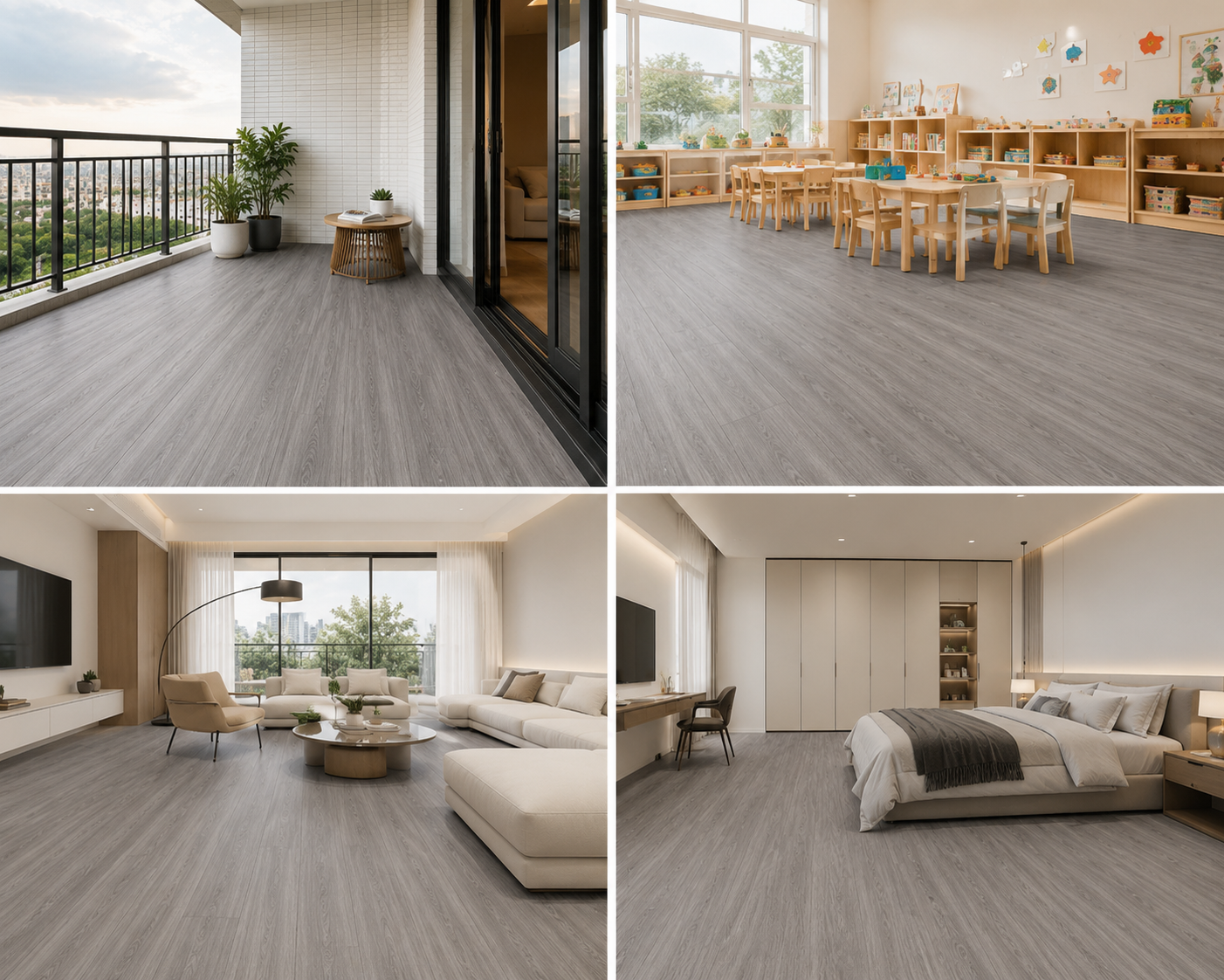 NPOZ Gray Volcanic Ash SPC Flooring Applications