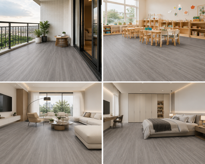 NPOZ Gray Volcanic Ash SPC Flooring Applications