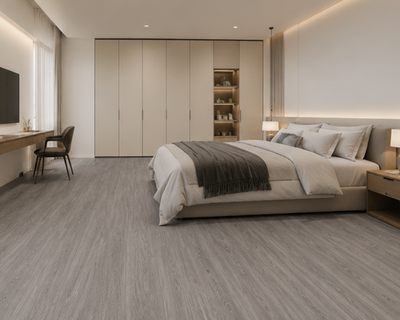NPOZ Gray Volcanic Ash SPC Flooring Bedroom Interior