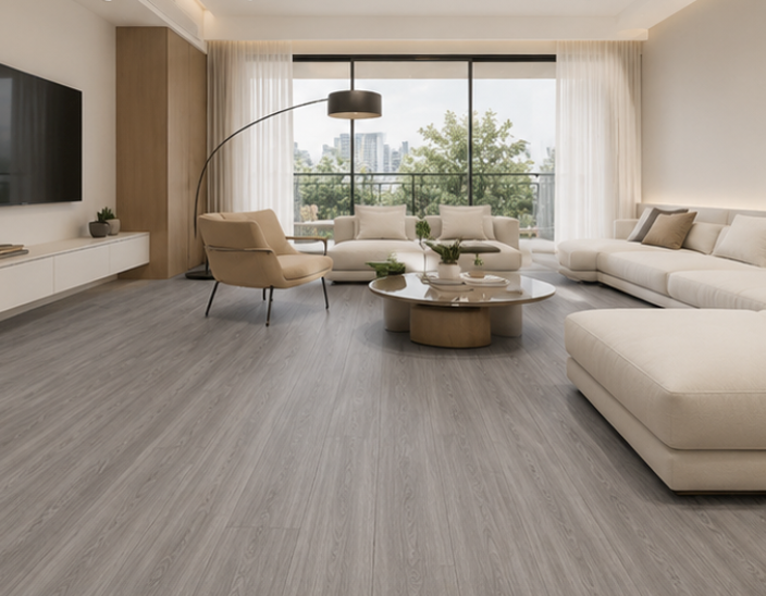NPOZ Gray Volcanic Ash SPC Flooring Living Room