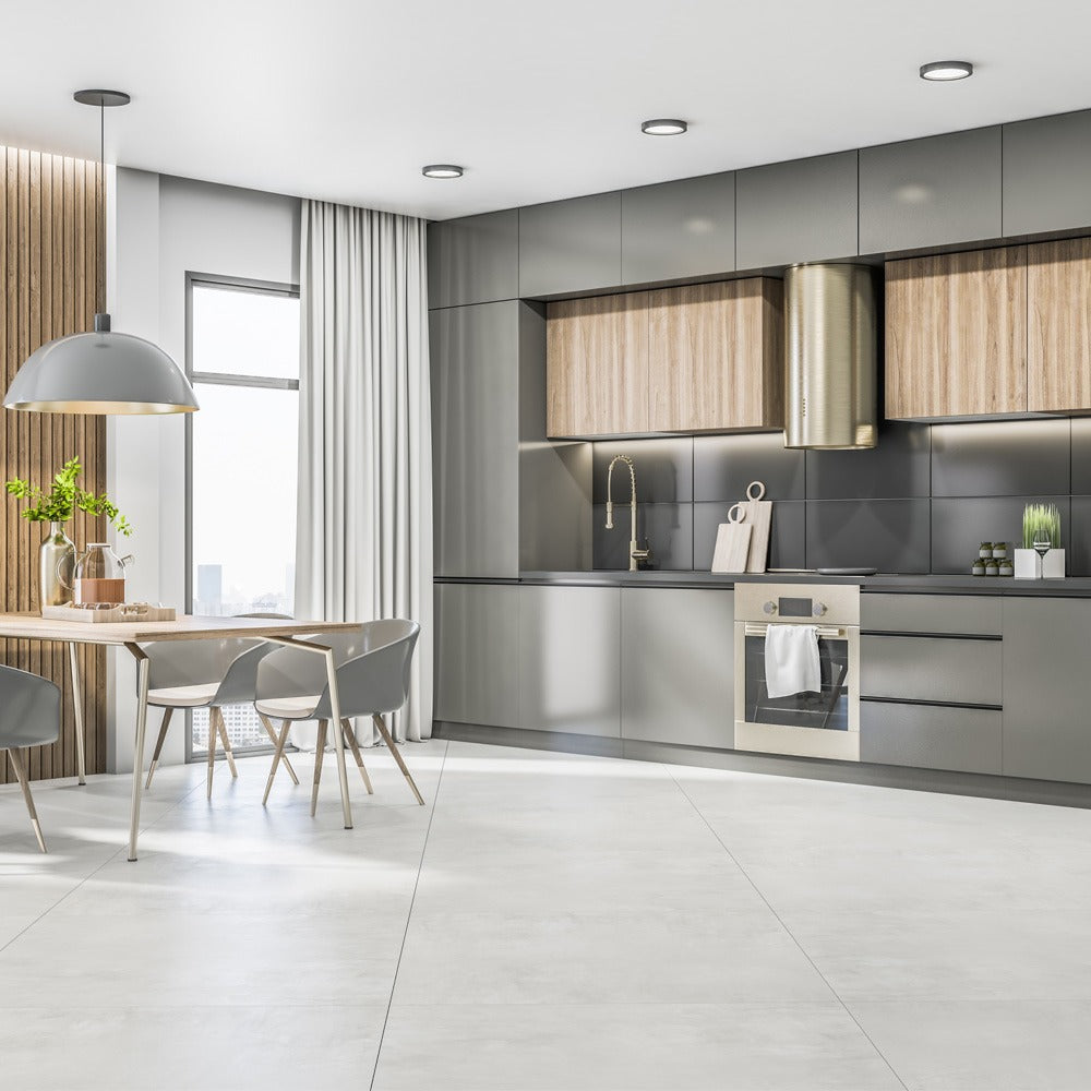 NPOZ Light Grey Stone Texture SPC Flooring Surface