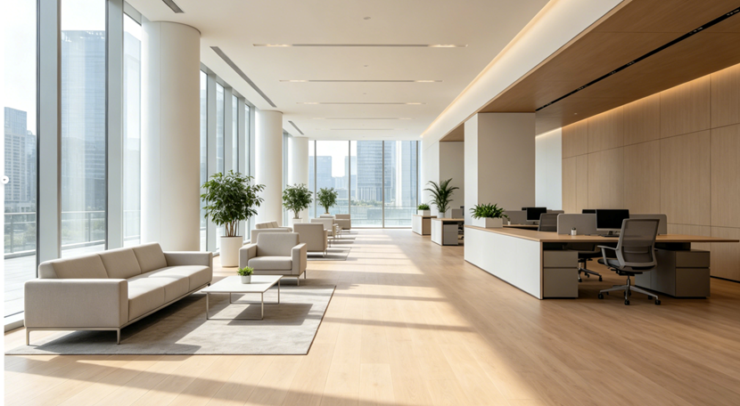 NPOZ Light Oak SPC Flooring Modern Office Lobby
