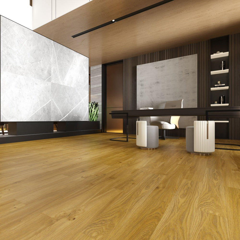 NPOZ Teak Oak Wood Grain SPC Flooring Texture