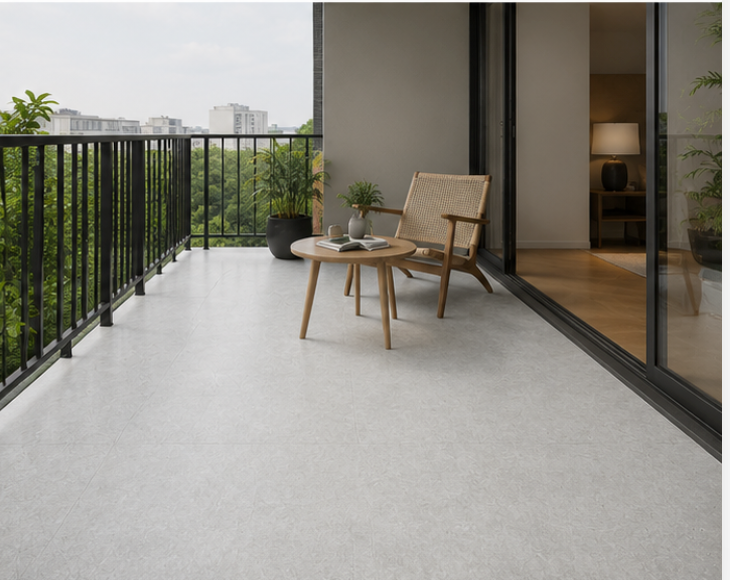 NPOZ Stone White Volcanic Ash SPC Balcony Flooring