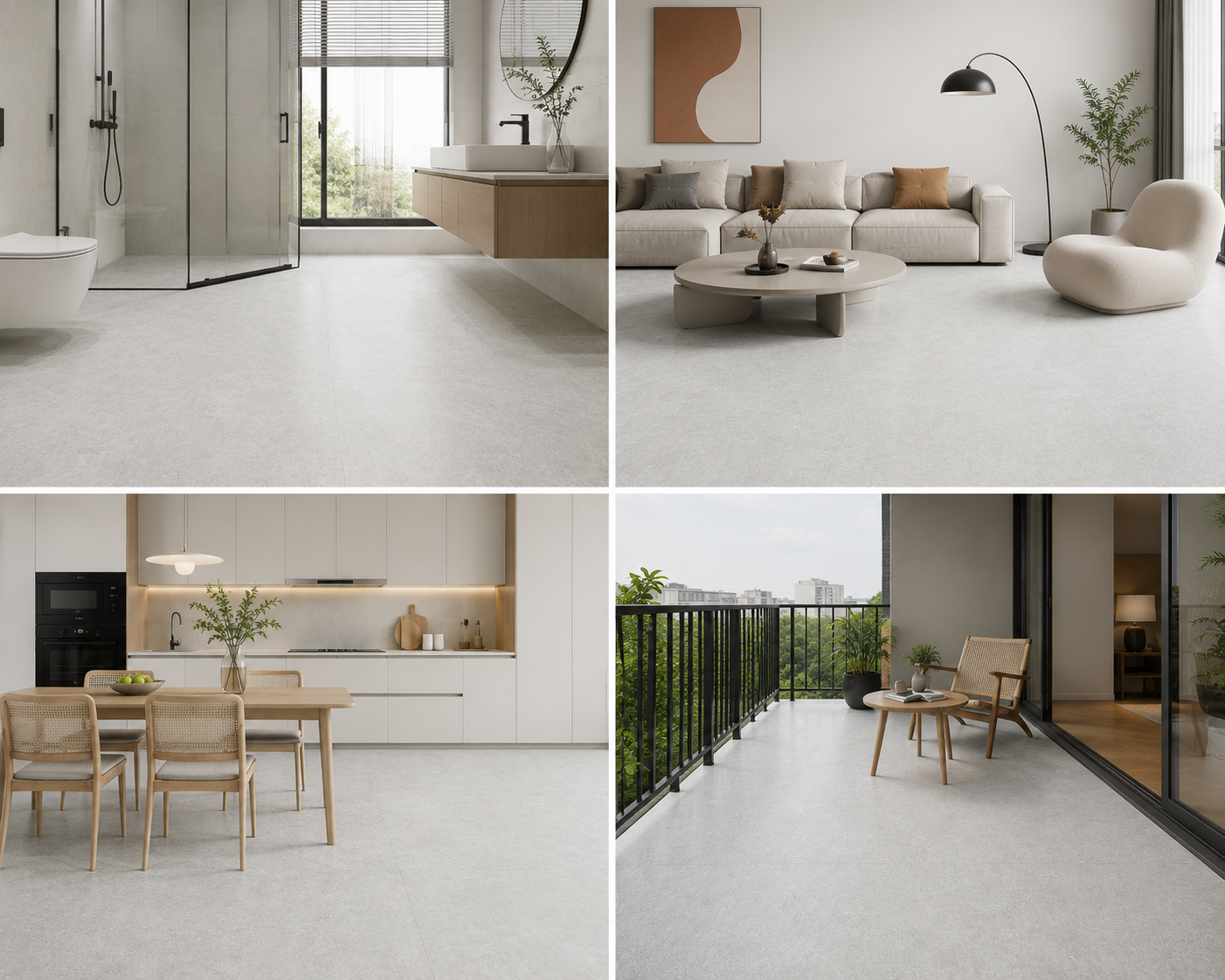NPOZ Stone White Volcanic Ash SPC Flooring Applications