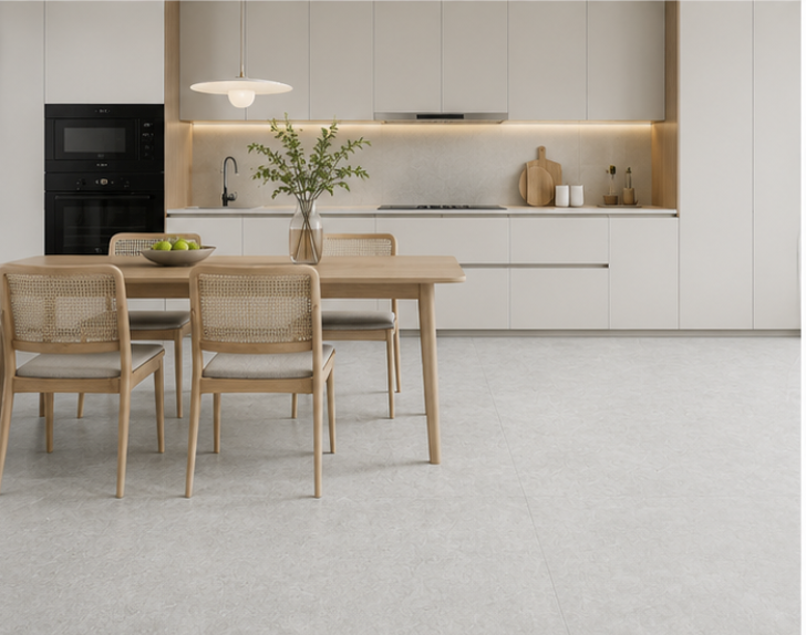 NPOZ Stone White Volcanic Ash SPC Flooring Kitchen