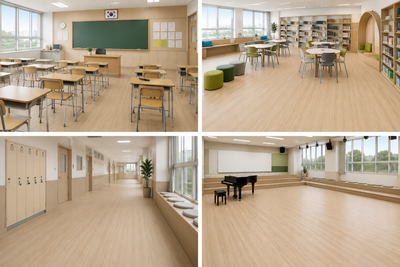 NPOZ Volcanic Ash SPC Flooring For Modern School Interiors