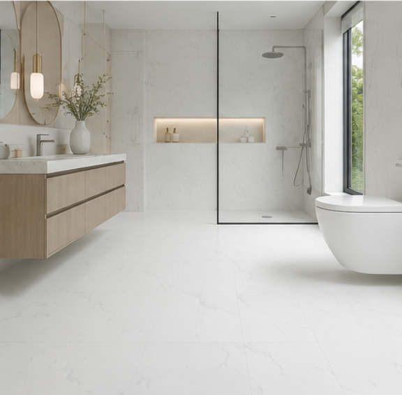 NPOZ Waterproof Volcanic Ash SPC Bathroom Flooring