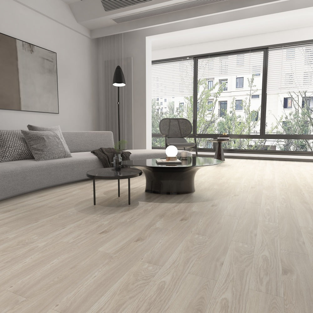NPOZ White Oak Volcanic Ash SPC Flooring Living Room